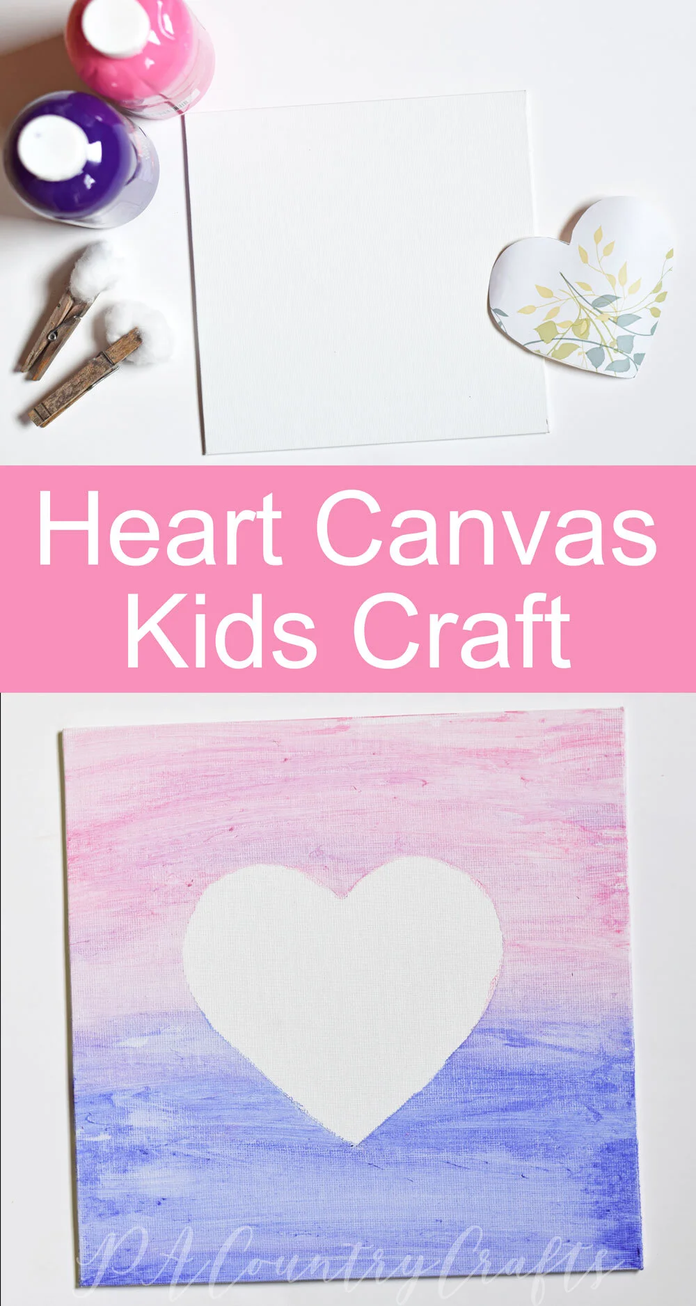 Heart Canvas Kids Craft Tutorial PACountryCrafts